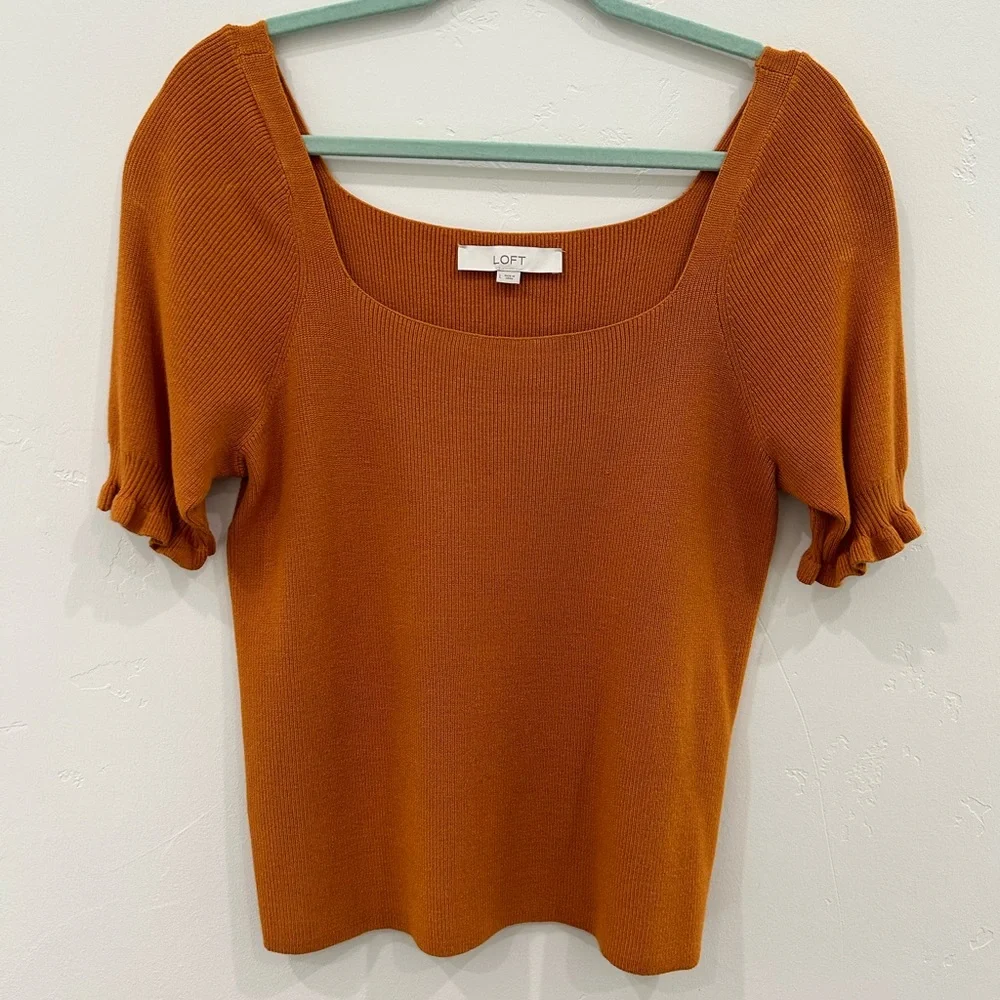 Women’s Loft Rusty Orange Knit Sweater , Size L - Picture 1 of 6
